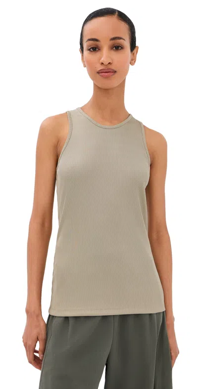Tibi Stretch Viscose Ribbed Tank Top Taupe In Gray