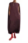 Tibi Stretch Silk Nylon Wide Neck Cape Dress In Malbec In Brown