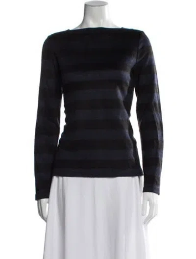 Pre-owned Tibi Striped Bateau Neckline Top In Blue