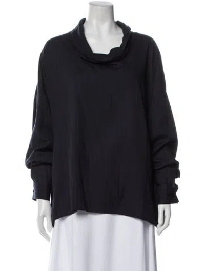 Pre-owned Tibi Striped Cowl Neck Blouse In Gray