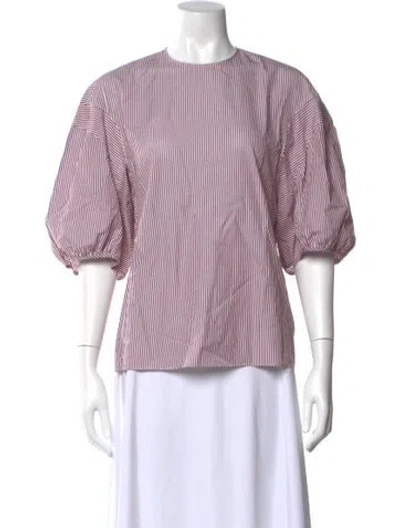 Pre-owned Tibi Striped Crew Neck Blouse In Multi