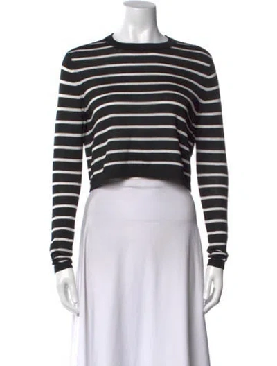 Pre-owned Tibi Striped Crew Neck Crop Top In Black