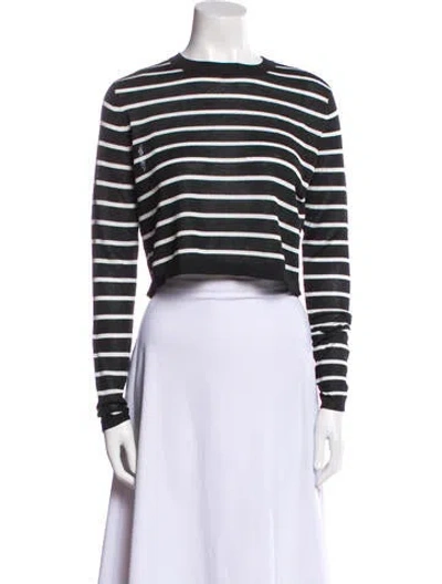 Pre-owned Tibi Striped Crew Neck Crop Top In Gray