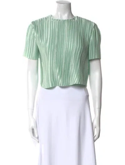 Pre-owned Tibi Striped Crew Neck Crop Top In Green