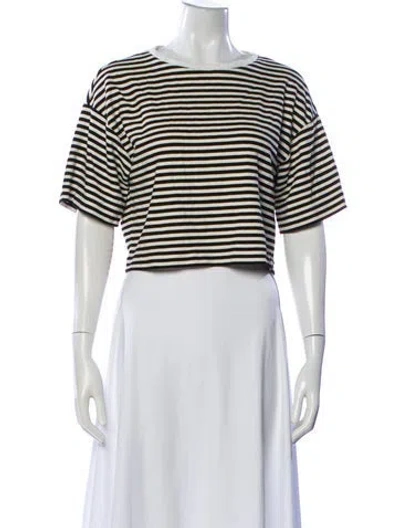Pre-owned Tibi Striped Crew Neck Crop Top In Neutral