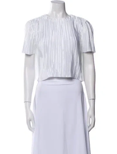 Pre-owned Tibi Striped Crew Neck Crop Top In White