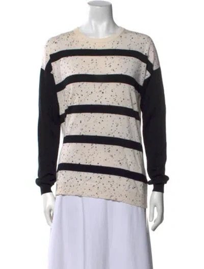 Pre-owned Tibi Striped Crew Neck Sweater In Black