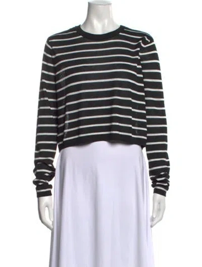 Pre-owned Tibi Striped Crew Neck Sweater In Black/white