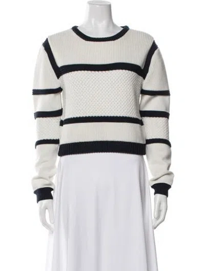 Pre-owned Tibi Striped Crew Neck Sweater In Neutral