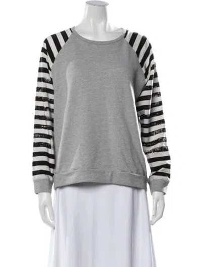 Pre-owned Tibi Striped Crew Neck Sweatshirt In Grey/neutrals
