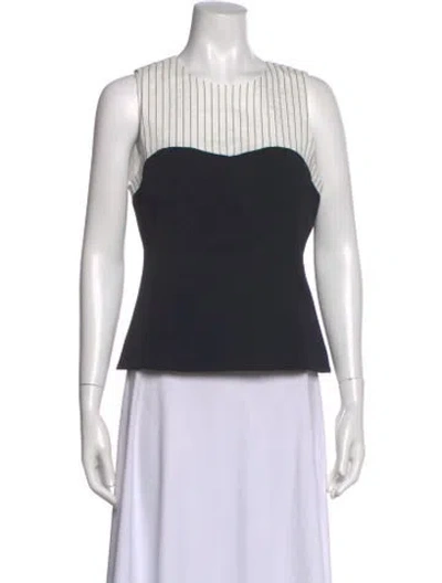 Pre-owned Tibi Striped Crew Neck Top In Black