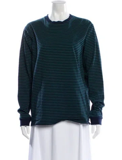 Pre-owned Tibi Striped Crew Neck Top In Blue