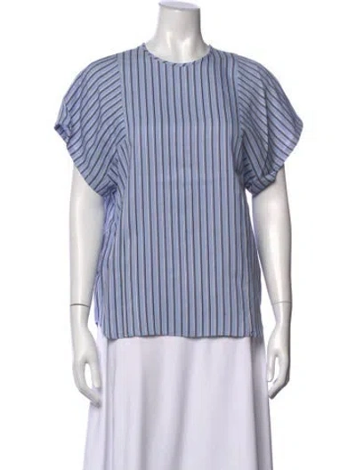 Pre-owned Tibi Striped Crew Neck Top In Blue