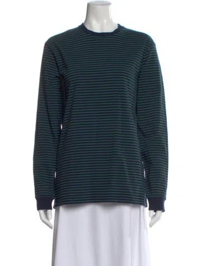 Pre-owned Tibi Striped Crew Neck Top In Green