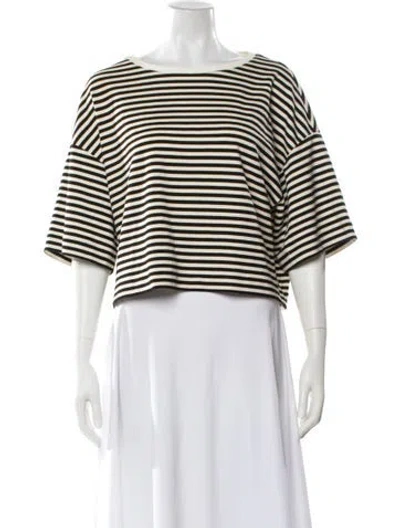 Pre-owned Tibi Striped Crew Neck Top In Neutral