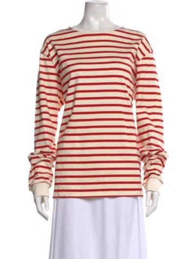 Pre-owned Tibi Striped Crew Neck Top In Red