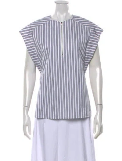 Pre-owned Tibi Striped Crew Neck Top W/ Tags In White