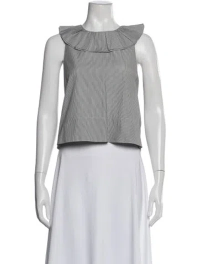 Pre-owned Tibi Striped Crew Neck Top In White