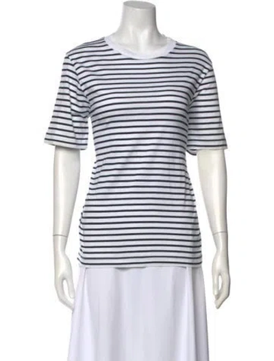 Pre-owned Tibi Striped Crew Neck T-shirt In White