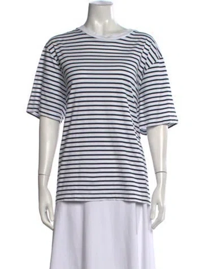 Pre-owned Tibi Striped Crew Neck T-shirt In White