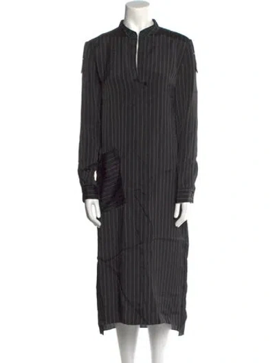 Pre-owned Tibi Striped Long Dress In Black