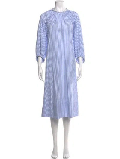 Pre-owned Tibi Striped Long Dress In Blue