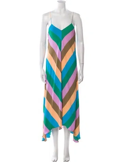 Pre-owned Tibi Striped Long Dress In Blue