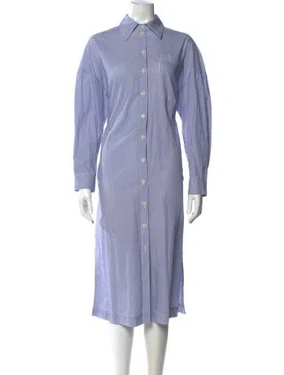Pre-owned Tibi Striped Long Dress In Blue