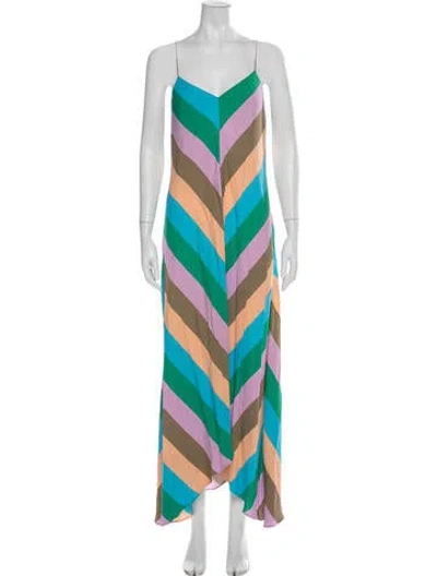 Pre-owned Tibi Striped Long Dress In Blue