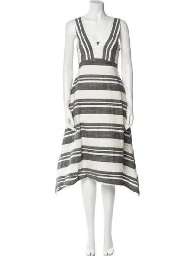 Pre-owned Tibi Striped Long Dress In Neutral