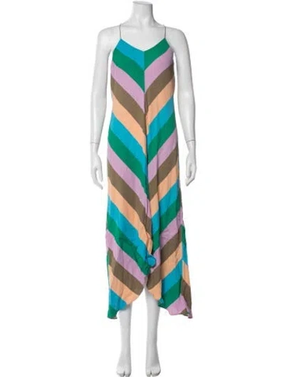 Pre-owned Tibi Striped Long Dress In Purple