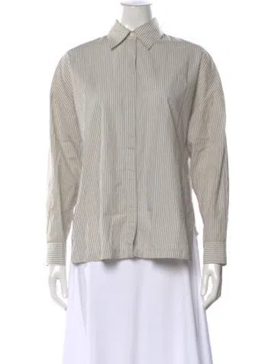 Pre-owned Tibi Striped Long Sleeve Blouse W/ Tags In Neutral