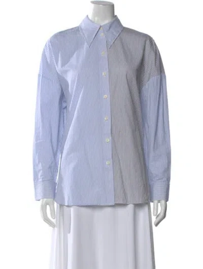 Pre-owned Tibi Striped Long Sleeve Button-up Top In Multi