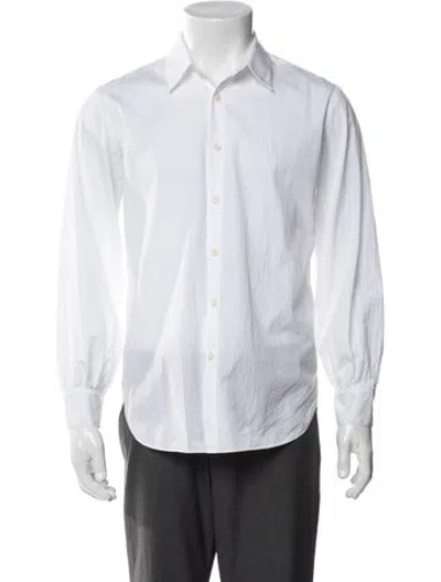 Pre-owned Tibi Striped Long Sleeve Dress Shirt In White