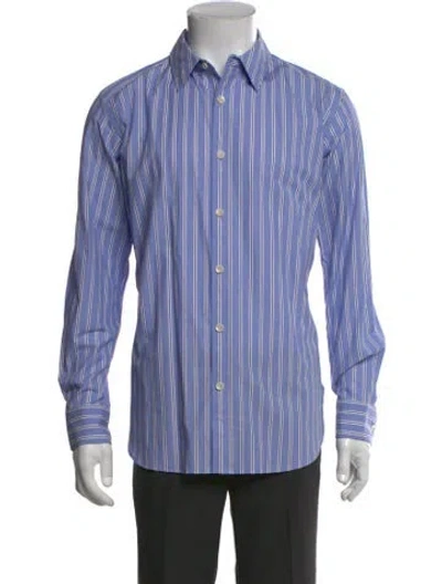 Pre-owned Tibi Striped Long Sleeve Shirt In Blue