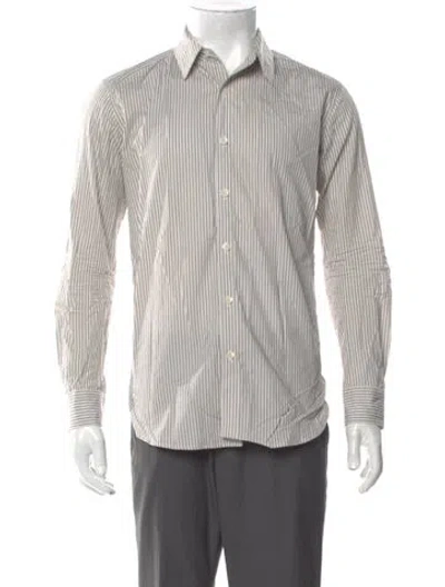 Pre-owned Tibi Striped Long Sleeve Shirt In Gray
