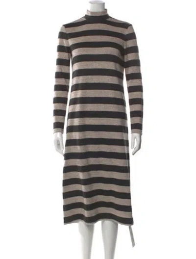 Pre-owned Tibi Striped Midi Length Dress In Black