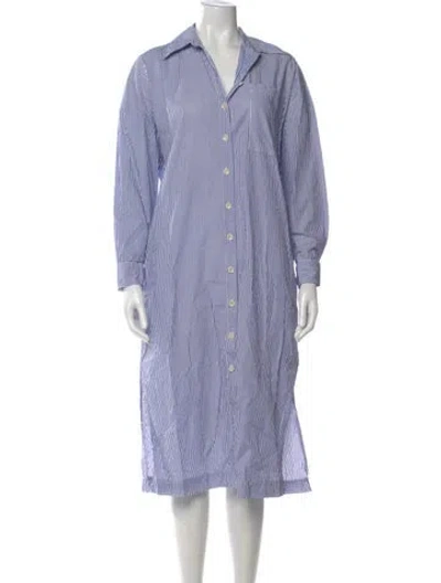 Pre-owned Tibi Striped Midi Length Dress In Blue
