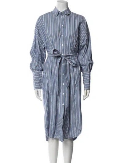 Pre-owned Tibi Striped Midi Length Dress In Blue