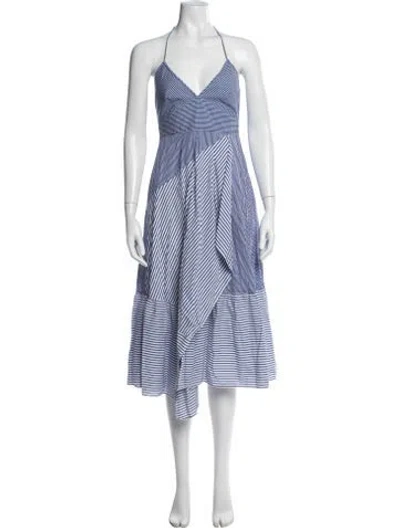 Pre-owned Tibi Striped Midi Length Dress In Blue