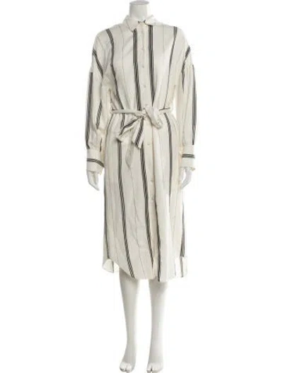 Pre-owned Tibi Striped Midi Length Dress In Neutral