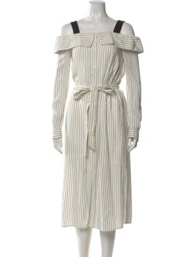 Pre-owned Tibi Striped Midi Length Dress In Neutral
