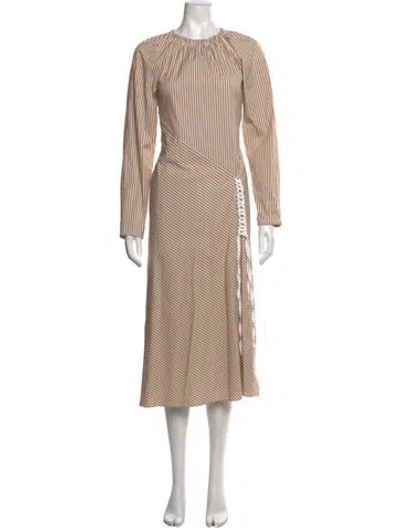 Pre-owned Tibi Striped Midi Length Dress In Neutral