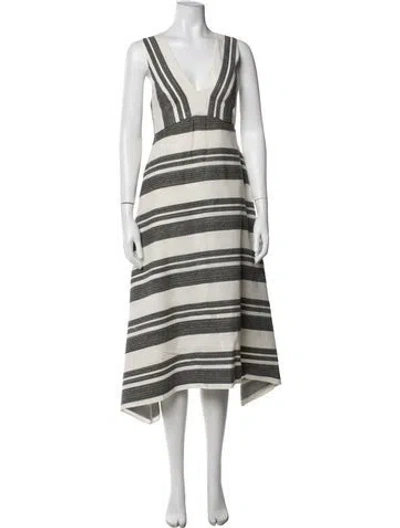 Pre-owned Tibi Striped Midi Length Dress In Neutrals