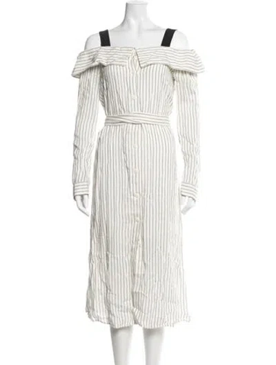 Pre-owned Tibi Striped Midi Length Dress In Neutrals