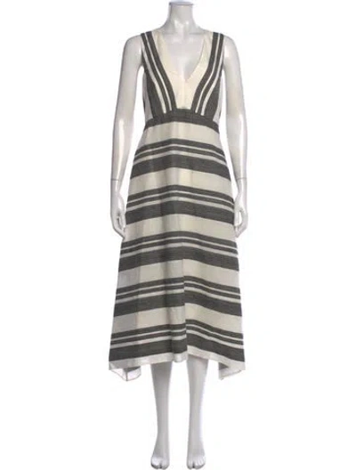 Pre-owned Tibi Striped Midi Length Dress In Neutrals