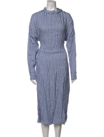 Pre-owned Tibi Striped Midi Length Dress W/ Tags In Blue