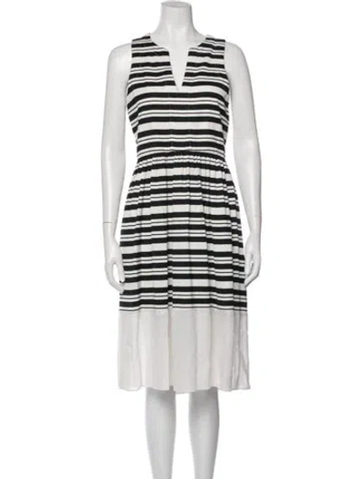 Pre-owned Tibi Striped Midi Length Dress In White