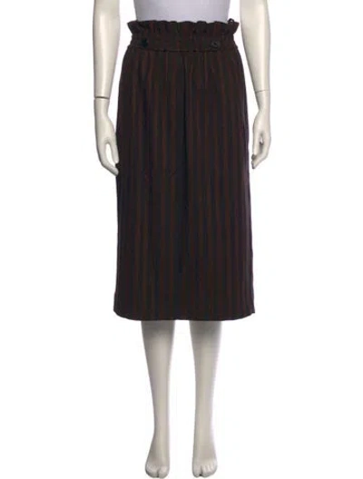 Pre-owned Tibi Striped Midi Length Skirt In Black