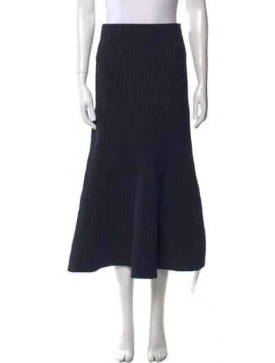 Pre-owned Tibi Striped Midi Length Skirt In Blue